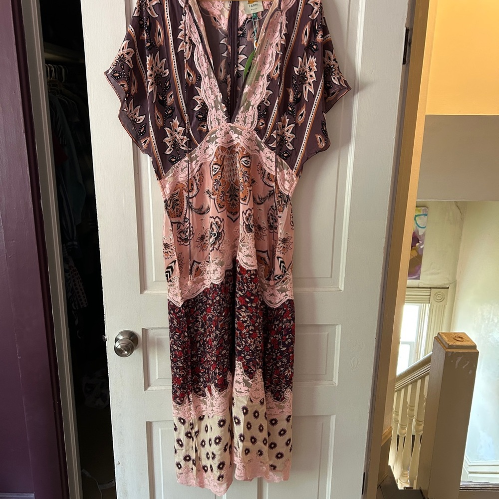 FARM Rio Floral Maxi Dress in Pink and Brown